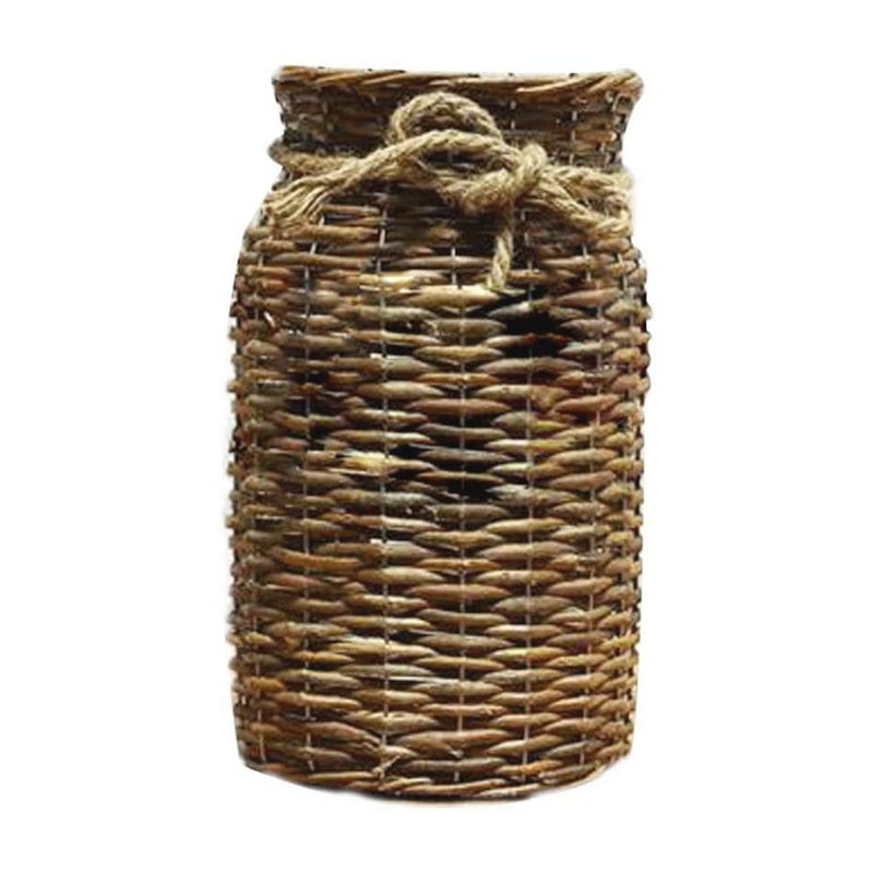 POPGRAT Wicker Vase for Decor, 12'' Wood Basket Vases Brown Rustic Farmhouse Country Style Flower Holder for Living Room Pampas Grass, Dried Branches, Table Centerpieces - Image 1